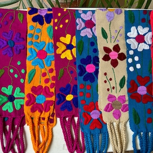 Mexican sash belt, hand embroidered belt,  solid colorful sash, ethnic belt, tie belt, dress belt, cotton belt, blouse belt.
