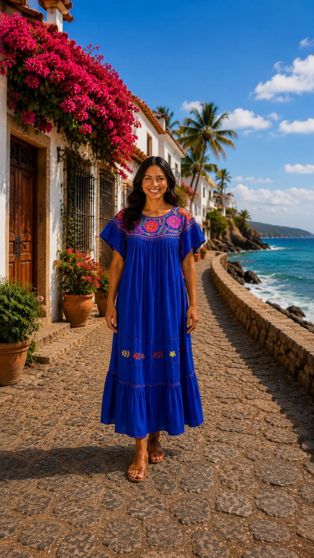 blue mexican embroidered dress Handmade Rococo Dress: M/L/XL Clarisse 810954 Sequins Side nav-94 Ideal for casual wear Size:29/30