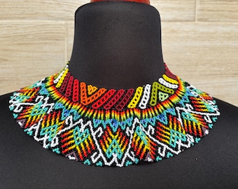 Handmade Huichol Beaded Choker: Mexican Boho Necklace