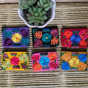 Monedero bordado, mini bolso bordado, mini bolso mexicano, Monedero pequeño con cierre