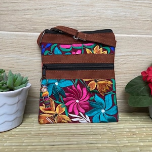 Mexican shoulder bag with floral embroidery, handmade shoulder bag, traditional Mexican shoulder bag, boho-hippie (more colors available)