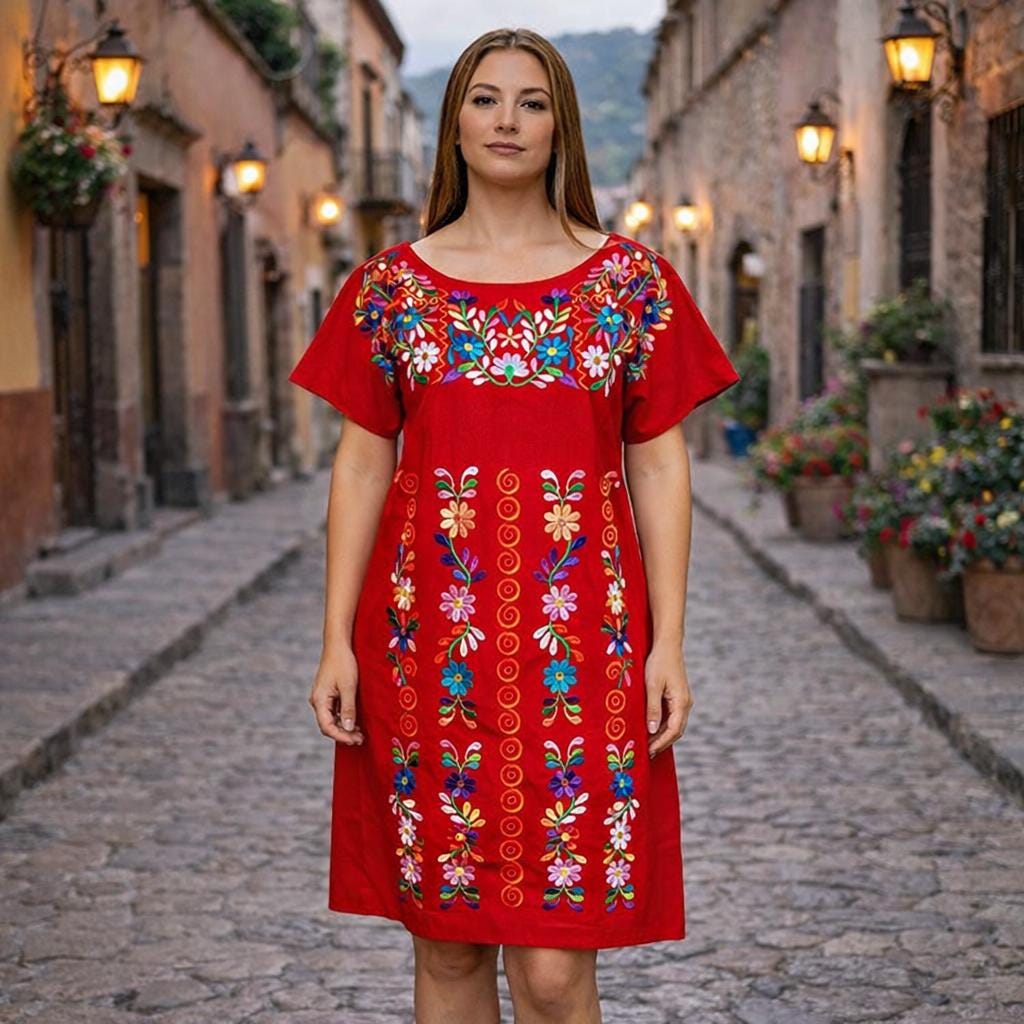 embroidered dresses mexican Dress: Floral Ethnic Huipil Experience the beauty of Mexico with our Mexican Embroidered Off Vintage Mexican Embroidered Dress, Sweet