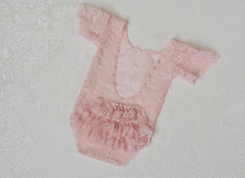 photo shoot accessory Newborn photography prop set newborn photo shoot session Baby shower gift Lace romper for baby girl