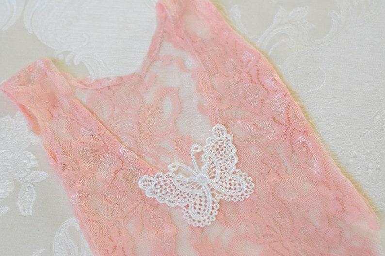 photo shoot accessory Newborn photography prop set newborn photo shoot session Baby shower gift Lace romper for baby girl