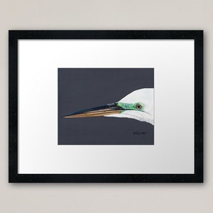 Great Egret Painting, ORIGINAL Acrylic Painting, Canvas Board, White Bird, Beach Art, Prints, Wading Bird, Bird Art, Beach Bird, Wildlife image 4