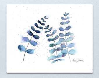 Eucalyptus Watercolor Painting - Original Botanical Art - Green Leaf Wall Decor - Nature-Inspired Watercolor - Minimalist Plant Artwork