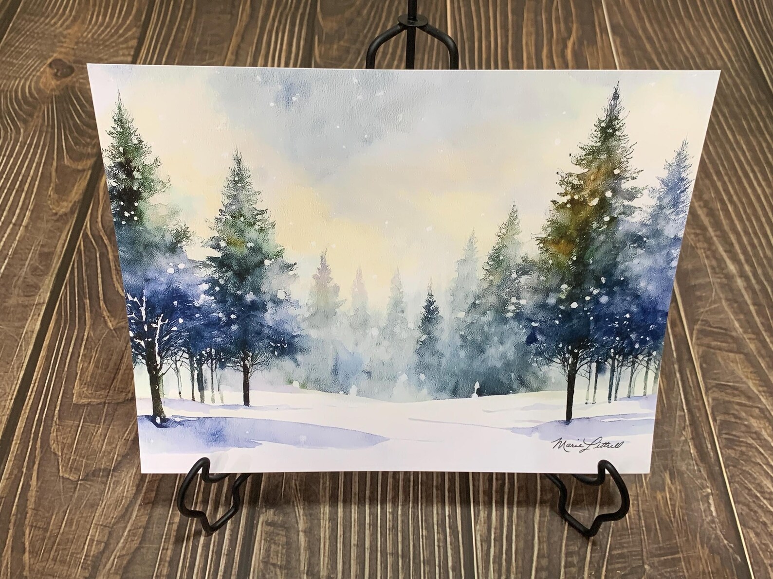 Peaceful Winter Forest Watercolor Print – Snowy Pine Landscape Wall Art ...