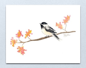 Chickadee Watercolor Painting – Original Bird Art – Small Songbird Wall Decor – Handmade Nature Artwork – Gift for Bird Lovers