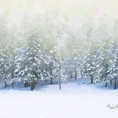 ORIGINAL Watercolor Painting Art Print Snowy Winter Blizzard - Etsy