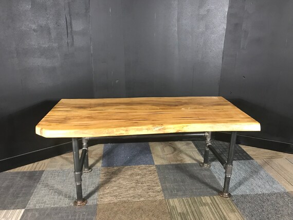 Executive Desk Office Furniture Maple Desk Steel Base Etsy
