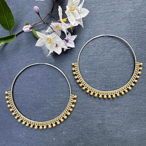 Extra Large Beaded Hoop Earrings, 14K Gold Filled Hoops, Handwoven Seed Bead Beadwork, Matte Olive Glass Beads, Slow Art Boho Gift, USA Made