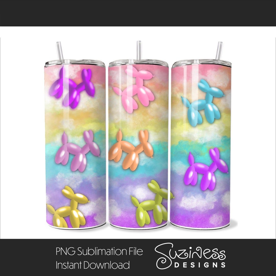 Balloon Dogs in Pastel Rainbow Sky - Seamless Digital Download Design ...
