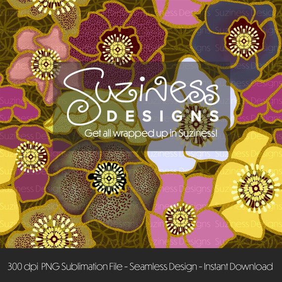 Hellebores Lenten Rose Vintage Retro Floral - Seamless digital download design PNG file for a 20 oz Skinny Tumbler sublimation wrap