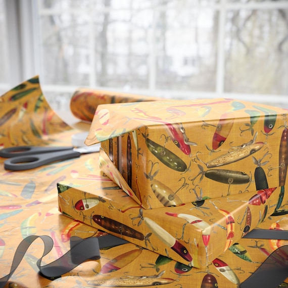 Antique Fishing Lures Wrapping Paper | Vintage Bait Pattern