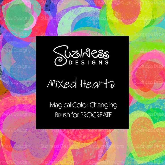Mixed Hearts Procreate Brush: Magical Color Changing Stamp