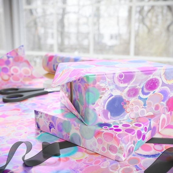 Pastel Marble Circles Wrapping Paper | Pink Purple Abstract Gift Wrap