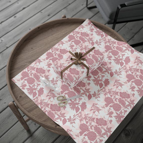 Vintage Peonies Blush Bashful Pattern Wrapping Paper | Floral Gift Wrap Roll