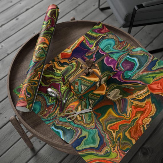 Colorful Marble Swirl Wrapping Paper | Abstract Fluid Art Gift Wrap