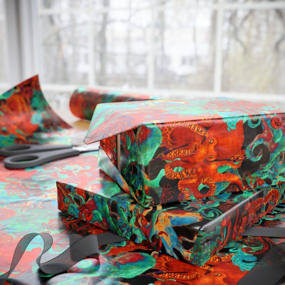 Abstract Colorful Octopuses Wrapping Paper | Vibrant Swirl Pattern