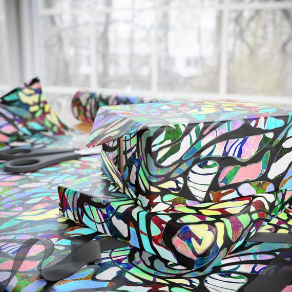 Colorful Abstract Swirl Wrapping Paper | Vibrant Mosaic Pattern, Gift Wrap Roll