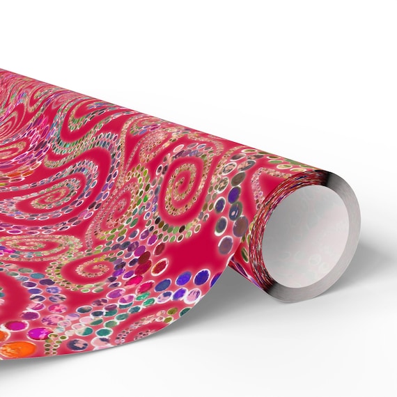Colorful Abstract Swirls Wrapping Paper | Pink Paisley Gift Wrap Roll