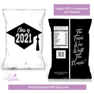 Graduation favor | Black and white Favor Bag | Black and Gold Graduation Bag | Graduation Party Favor | Graduation Chip Bags