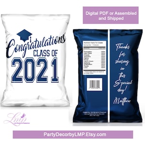 Graduation favors | Blue and white Favor Bag | Blue and White Graduation Bag | Graduation Party Favor | Graduation Chip Bags