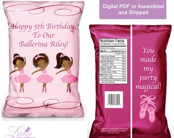 Ballerina Chip Bag - Ballerina Favor bag - Ballet Theme Party - Ballet Birthday Party - Ballet invites - Ballet Party Favors - Ballerina