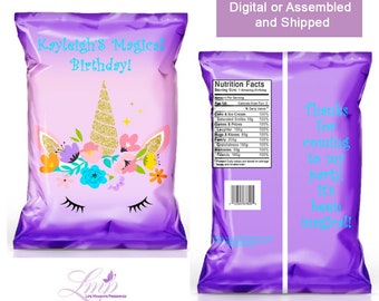 Unicorn Chip Bag - Unicorn favor bag - Unicorn Party - Unicorn Birthday Party - Birthday Favor Bags - Party - Unicorns - Unicorn Birthday