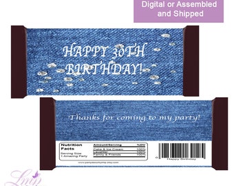 Denim and Diamond Candy Bar - Denim Candy Wrapper - Denim and Diamond Theme - Denim and Diamond Party - Denim Favors - Denim Party