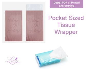 Pocket sized tissue wrapper - Happy tears tissue covers - Birthday party favors - Birthday party gifts - Rose Tissue Wrapper