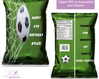 Soccer Chip Bag - Soccer Favor Bag - Soccer Party Ideas - Soccer Theme - Soccer - Soccer Invitation - Soccer Birthday Party - Soccer Decor