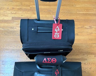 Delta luggage wraps - Delta Sigma Theta luggage handle cushions - Delta Sigma Theta  - Red and Black Neoprene wraps