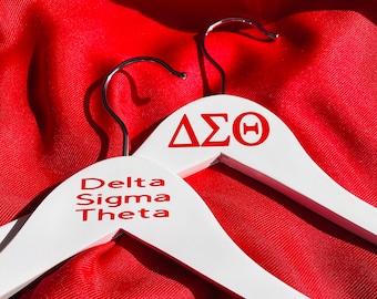 Delta Sigma Theta Wood Hanger | Red and White Hanger | Sands Gift | Soror Gifts | Delta Hangers | Red and White Delta Hanger | DST | Sands