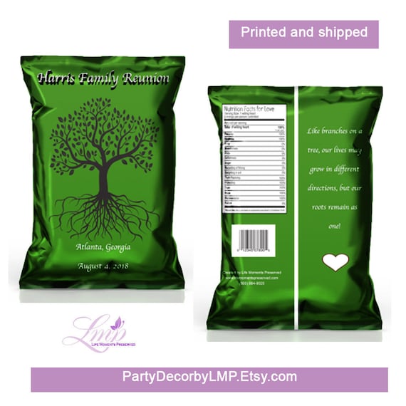 Family Reunion Favors - Family Reunion Chip Bags - Family Gathering - Custom Chip Bags - Family Reunion - Family Reunion Tree - Reunion Gift Il_570xn