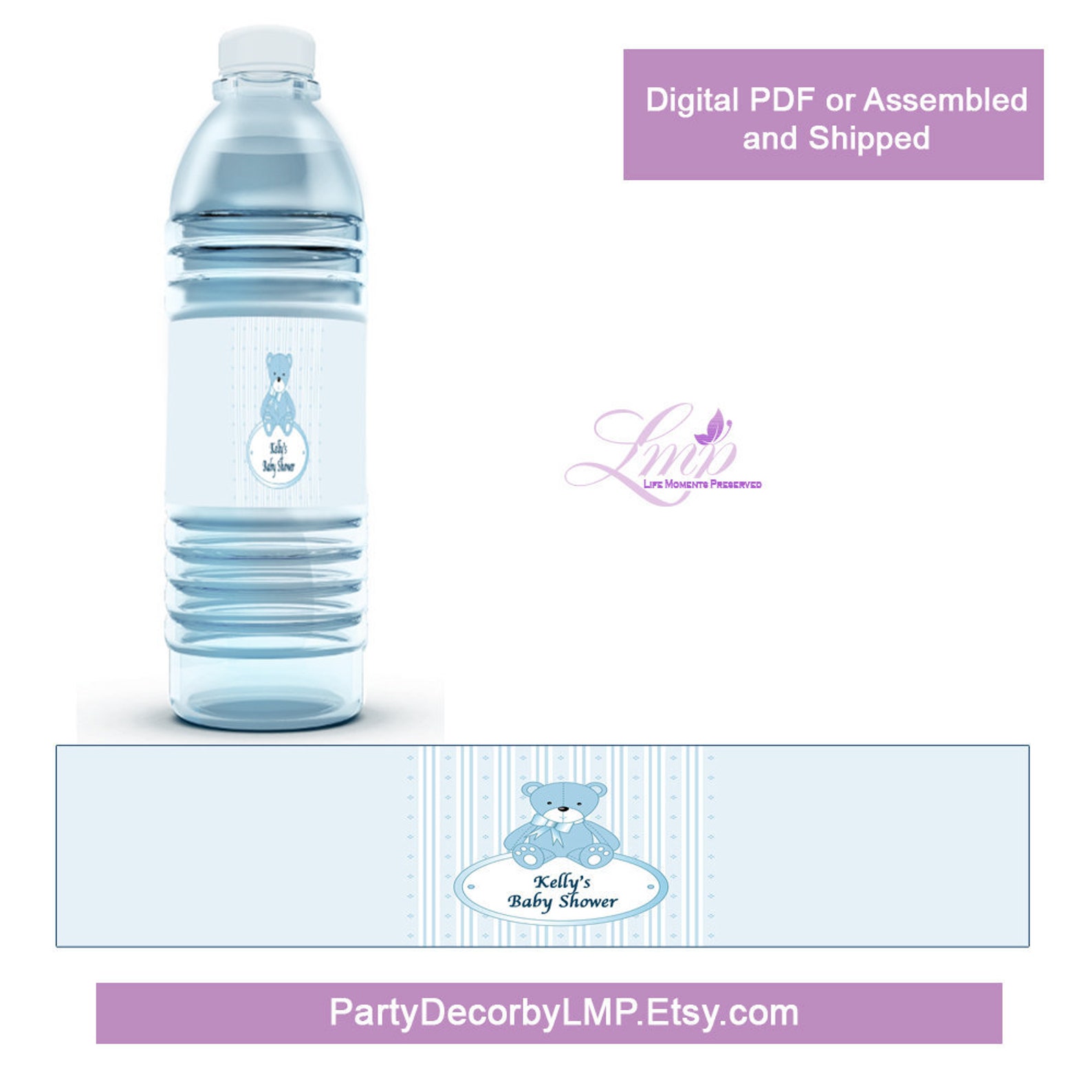 Baby Boy Water Bottle Label Baby Shower It's A Boy Etsy