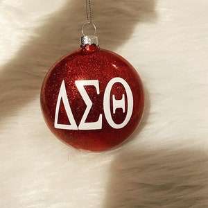 Delta Sigma Theta Christmas Ornament Delta Glitter Ornament Red and White Christmas Ornament Delta Soror Gifts Christmas Ornaments image 4