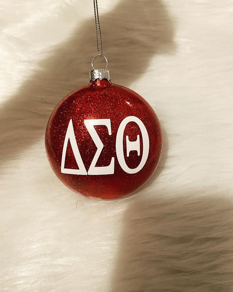 Delta Sigma Theta Christmas Ornament Delta Glitter Ornament Red and White Christmas Ornament Delta Soror Gifts Christmas Ornaments image 4