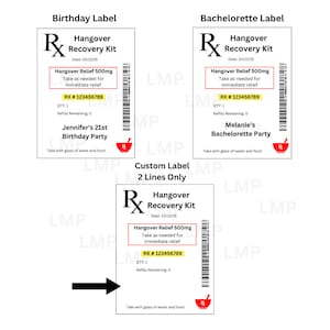 Kit de recuperación para la resaca - Despedida de soltera - Regalos de cumpleaños - Kits de frascos de medicamentos - Frascos de pastillas para el kit de recuperación - Regalos de despedida de soltera Labels Only