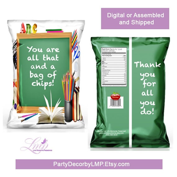 Teacher Appreciation Chip Bag Teacher Gifts End of the Etsy