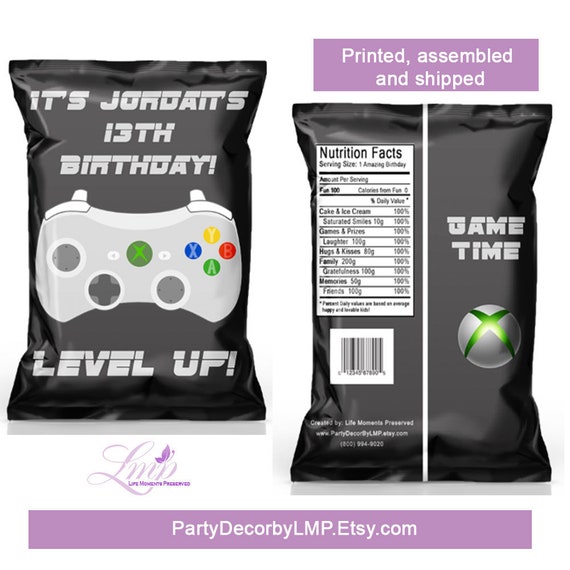 Gamer Birthday Chip Bags Gamer Party Video Gamer Party Video Games Birthday Party