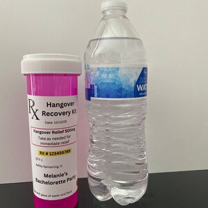 Kit de recuperación para la resaca - Despedida de soltera - Regalos de cumpleaños - Kits de frascos de medicamentos - Frascos de pastillas para el kit de recuperación - Regalos de despedida de soltera imagen 6
