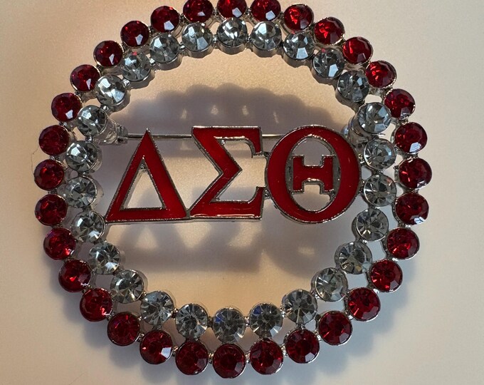 Delta Sigma Theta Rhinestone Pin - Delta Red and Clear Rhinestone Pin ...