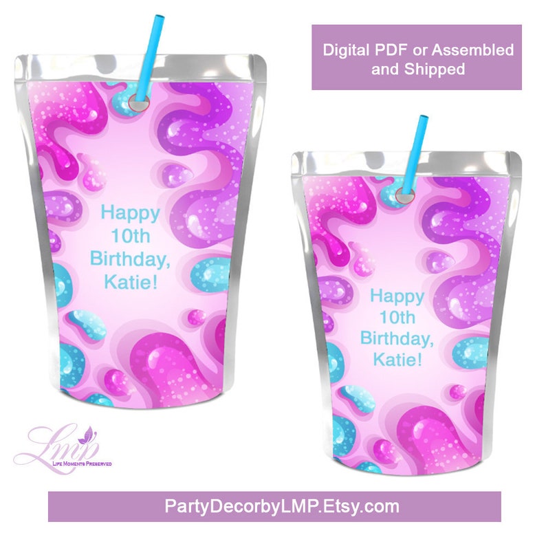 Slime Birthday Party Slime Juice Box Slime Favors Slime Capri Sun Slime Decorations Slime invite Slime Theme Party Slime Party