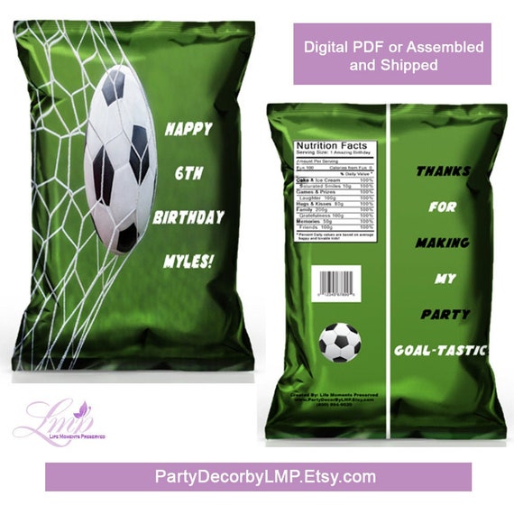 Soccer Chip Bag Soccer Favor Bag Soccer Party Ideas Soccer Theme