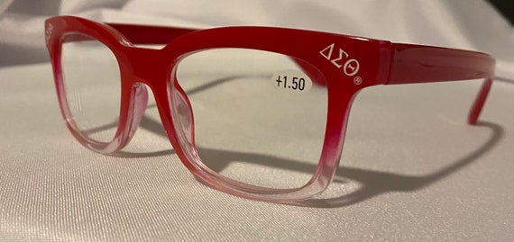 Delta Reading Glasses - Delta Sigma Theta Gifts - Soror Gifts - DST Glasses - Red and White Reading Glasses - Stylish Reading Gasses Il_570xn