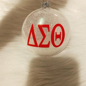 Delta Sigma Theta Christmas Ornament Delta Glitter Ornament Red and White Christmas Ornament Delta Soror Gifts Christmas Ornaments image 3