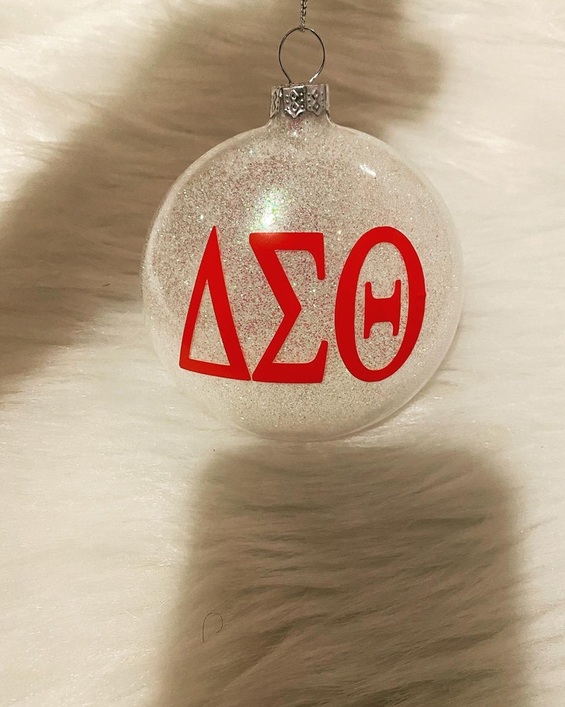 Delta Sigma Theta Christmas Ornament Delta Glitter Ornament Red and White Christmas Ornament Delta Soror Gifts Christmas Ornaments image 3