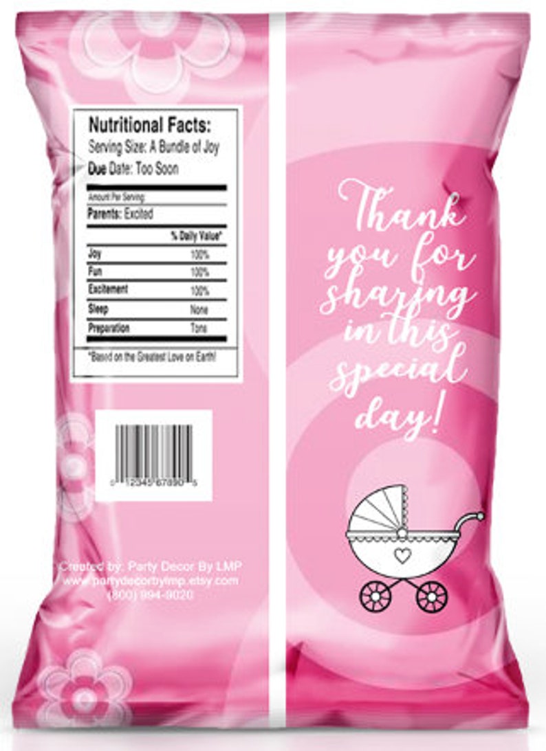 Girl Baby Shower Chip Bag Baby Shower It's A Girl Etsy