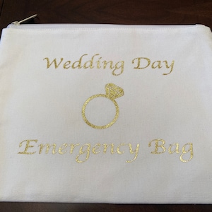 Wedding Day Essentials - Wedding Day Emergency Kit - Bride Day of kit - Brides Bag - Wedding Planner Emergency Kit - Silver or Gold Glitter